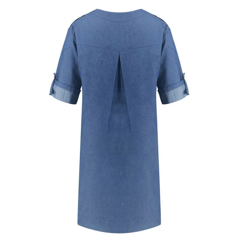 Для женщин голубой джинс деним футболка длинный рукав базовый гардероб