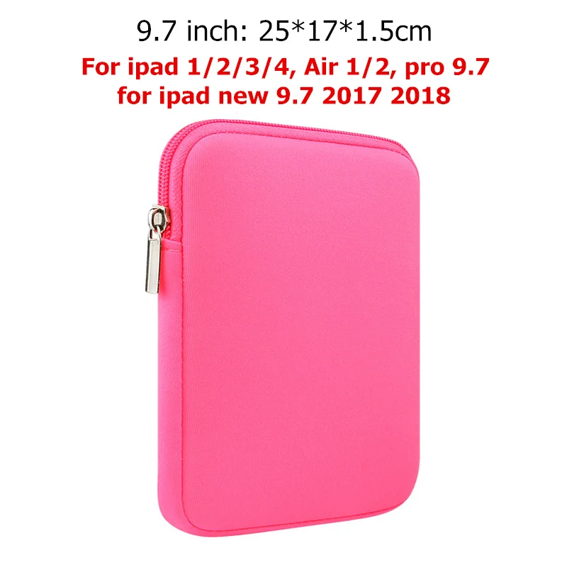 Мягкий чехол для планшета BinFul " 7,9" 9,", Чехол для ipad mini 2 3 4 air 1 2, универсальный чехол для планшета на молнии - Цвет: 9.7 inch rose red