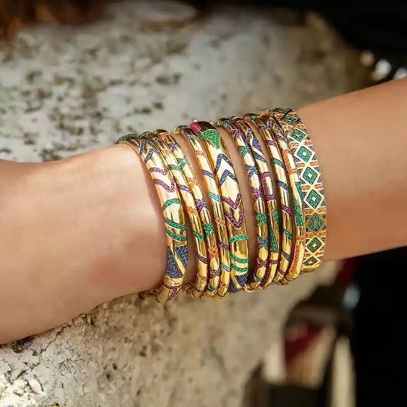 1 шт. большой 925 пробы серебряный браслет на запястье один многоцветный циркон