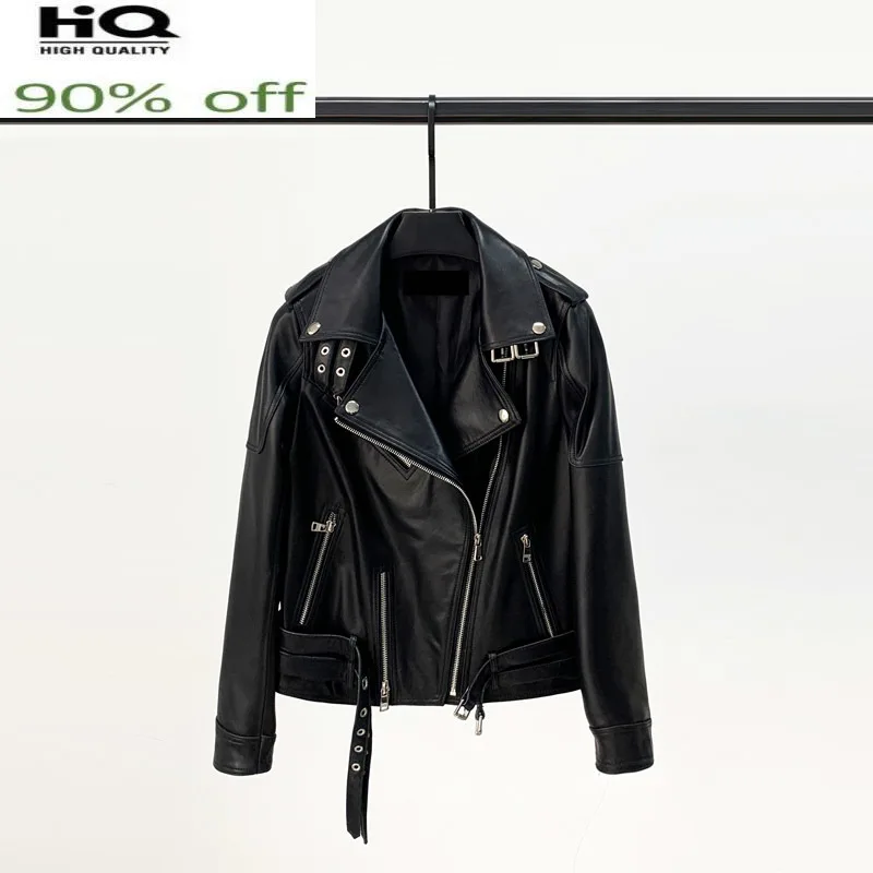 High Quality Genuine Leather Jacket Women Spring 2022 Natural Sheepskin Coat Female Biker Jacket Chaquetas Para Mujer Pph4062