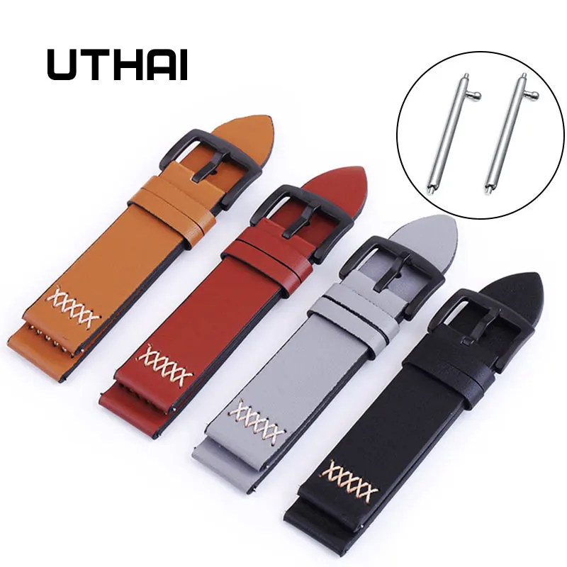 

UTHAI P08 20mm Watch Strap Classic Calf Leather 22mm Watch Band With Leather Watch Strap Switch ear Watchbands Free shipping