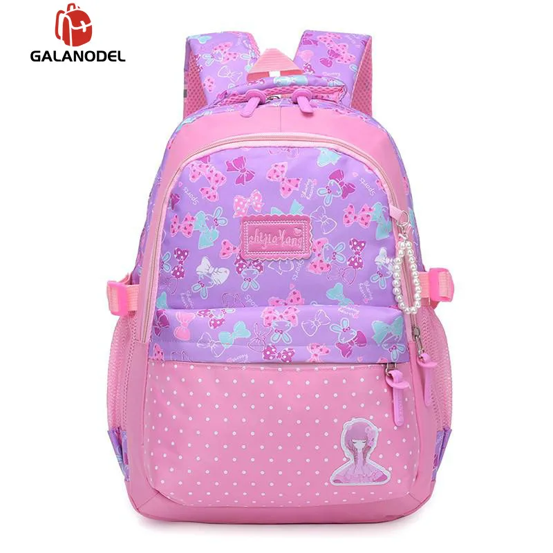 PURPLE PINK Школьный милый школьный рюкзак с принтом, водонепроницаемый рюкзак для начальной школы, сумки для книг для девочек-подростков, детей - Цвет: PURPLE PINK