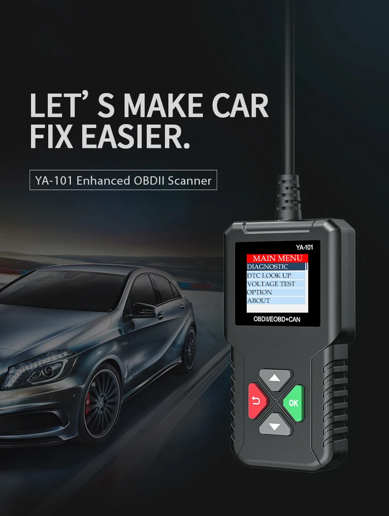 YA101 YA201 OBD2 сканер OBD II автоматический считыватель кодов автомобильный диагностический инструмент PK obdlink easydiag OM123 CR319 AD310 ELM327 V1.5 инструмент сканирования