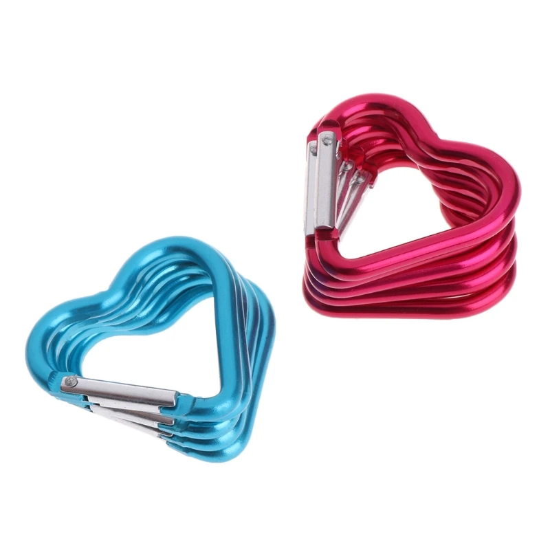 10 Pcs/Set Outdoor Ring Aluminum Heart Shape Keychain Hook Clip Climbing Camping Tool Accessories Random Color | Спорт и развлечения