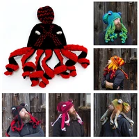 octopus funny beanie horn hat winter warm mask knitted wool funny skull cap halloween decoration hat