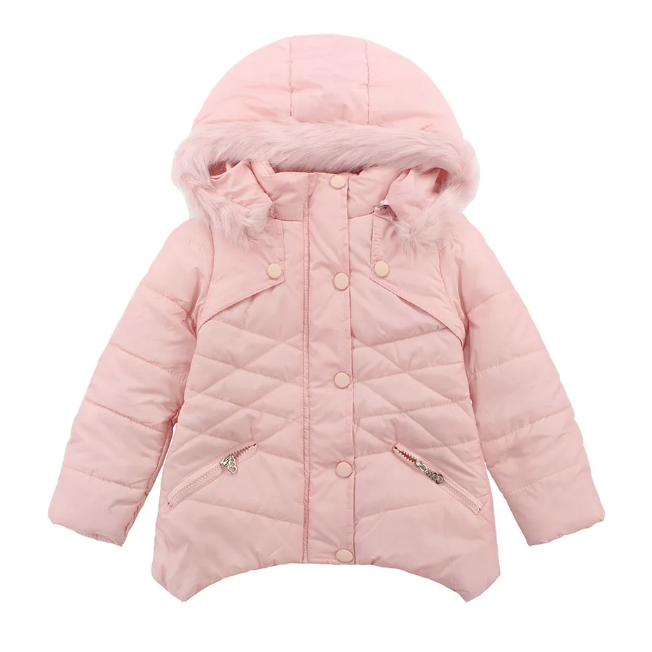 Пальто для девочек однотонное плотное теплое пальто верхняя одежда с меховым