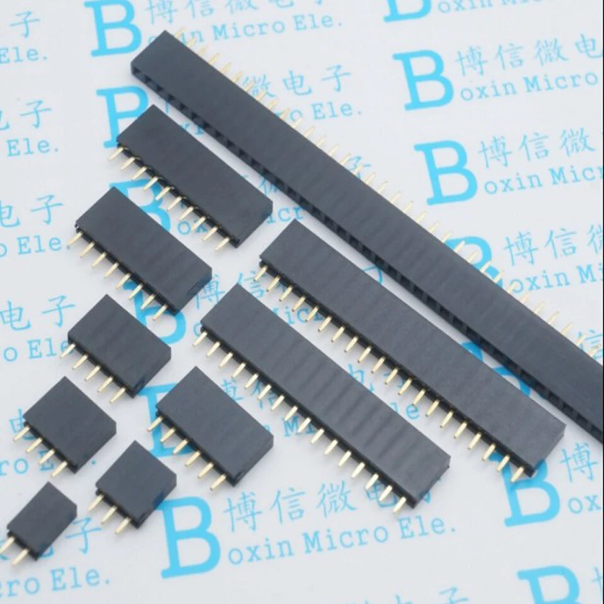 

10PCS/Lot 2.54mm Single Row Female Pin header Straight 2P/3P/4P/5P/6P/7P/8P/9P/10P/12P/14P/15P/16P/20P/40P