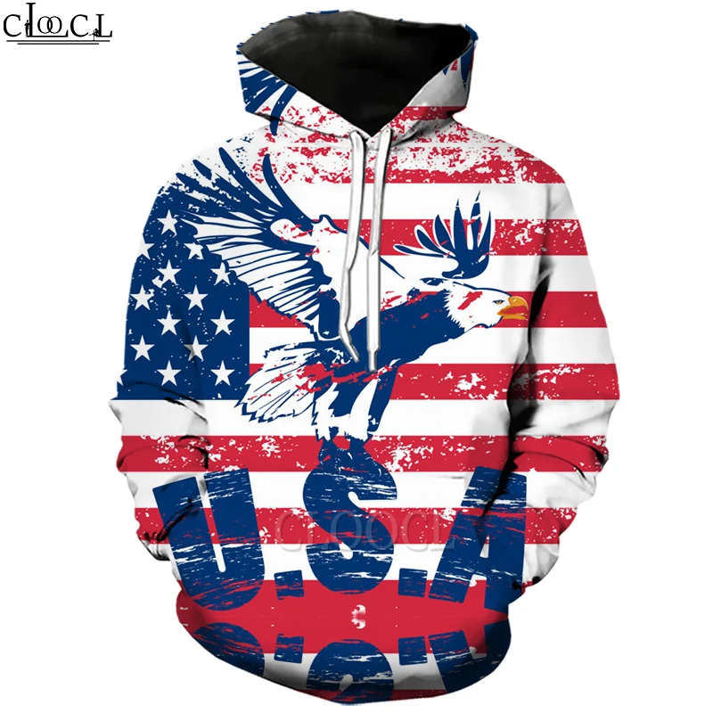 Толстовка CLOOCL с американским флагом и 3D принтом орла для мужчин женщин забавные