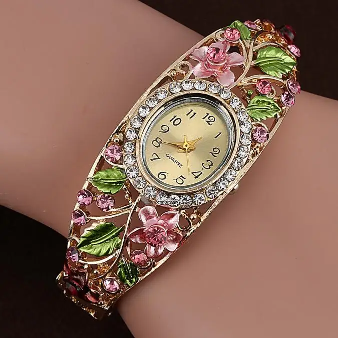 

Elegant Women Watch Rhinestone Alloy Simple Bracelet Quartz Casual Lady Wristwatch For Women Luxury Watches Relogio Feminino