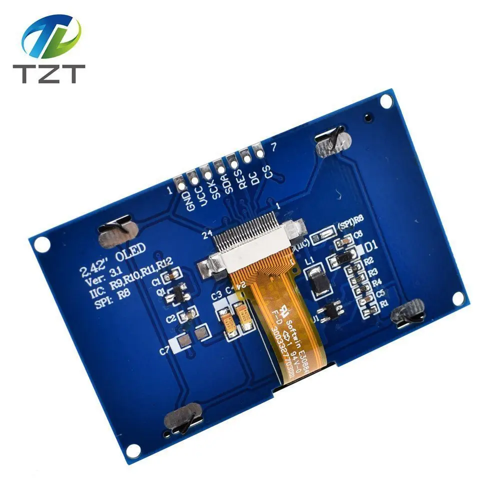 TZT цифровой ЖК-экран 12864 128X64 OLED дисплей модуль C51 плата для Arduino белый SSD1309 STM32 Diy Электронный 2,4" 2,42 дюймов