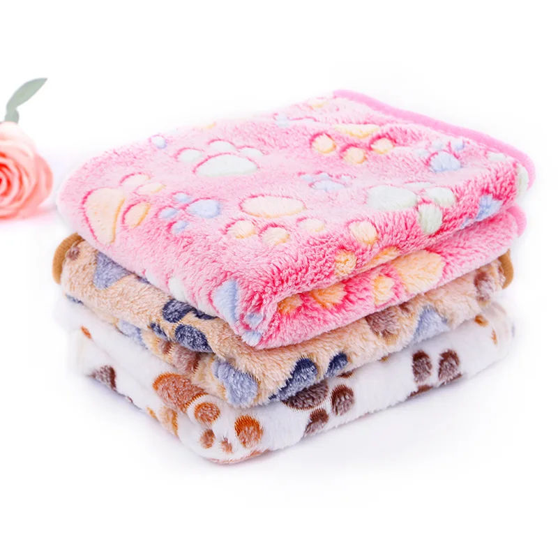 

New Soft Pet Blanket Winter Dog Cat Bed Mat Foot Print Warm Sleeping Mattress Small Medium Dogs Cats Coral Fleece Puppy Supplies