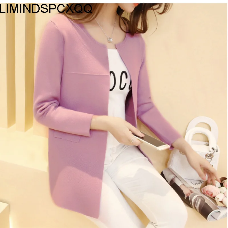 

Women Sweater Elegant Cardigan 2021 New Fashion Spring Pull Viper Long Sleeve O neck Loose Knitted Cardigans Female Casual Coat