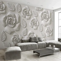 custom mural wallpaper 3d stereo rose flower leaf wall painting european style living room tv background wall papel de parede 3d