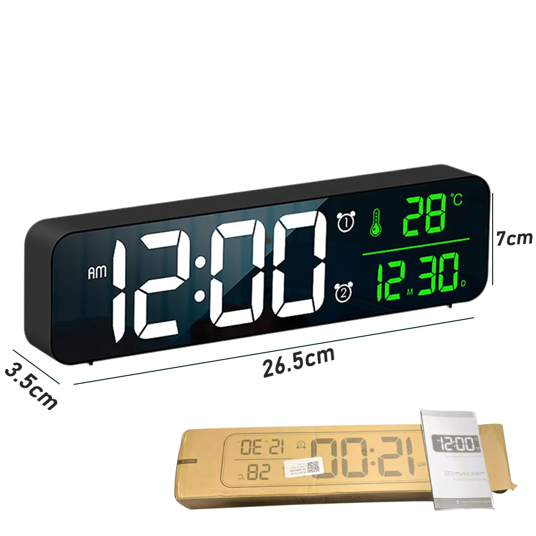 Цифровые электронные настольные зеркальные часы с функцией повтора и USB
