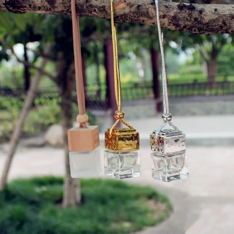 10pcs/lot 8ML Thick Glass Car Perfume Bottle Empty Hanging Pendant Bottles Mini Refillable Vials with Wooden Cap | Красота и здоровье