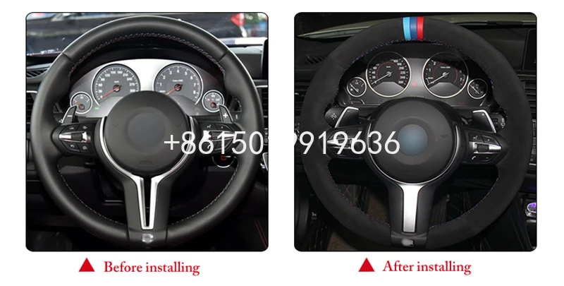 

Black Suede Car Steering Wheel Cover for BMW F33 428i 2015 F30 320d 328i 330i 2016 M3 M4 2014-2016 F87