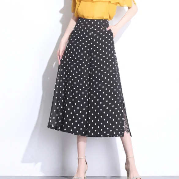 2019 Летние Новые укороченные брюки женские черные прозрачные шифоновые с высокой