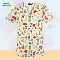 high quality medical nurse uniform pet grooming doctor workwear tops 100cotton printing surgical surgery work clothes wholesale
