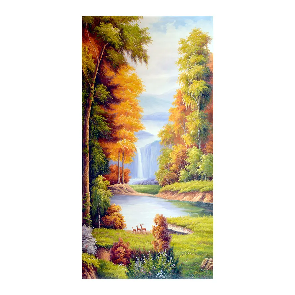 Осенняя живопись алмазная полный округлый лес новинка сделай сам Приклеивание