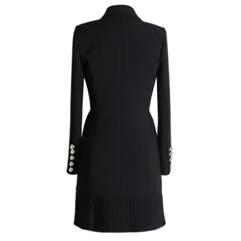 

Ladies jacket 2021 spring and autumn lion metal double-breasted pleated small pendulum workplace women's slim classic suit skirt