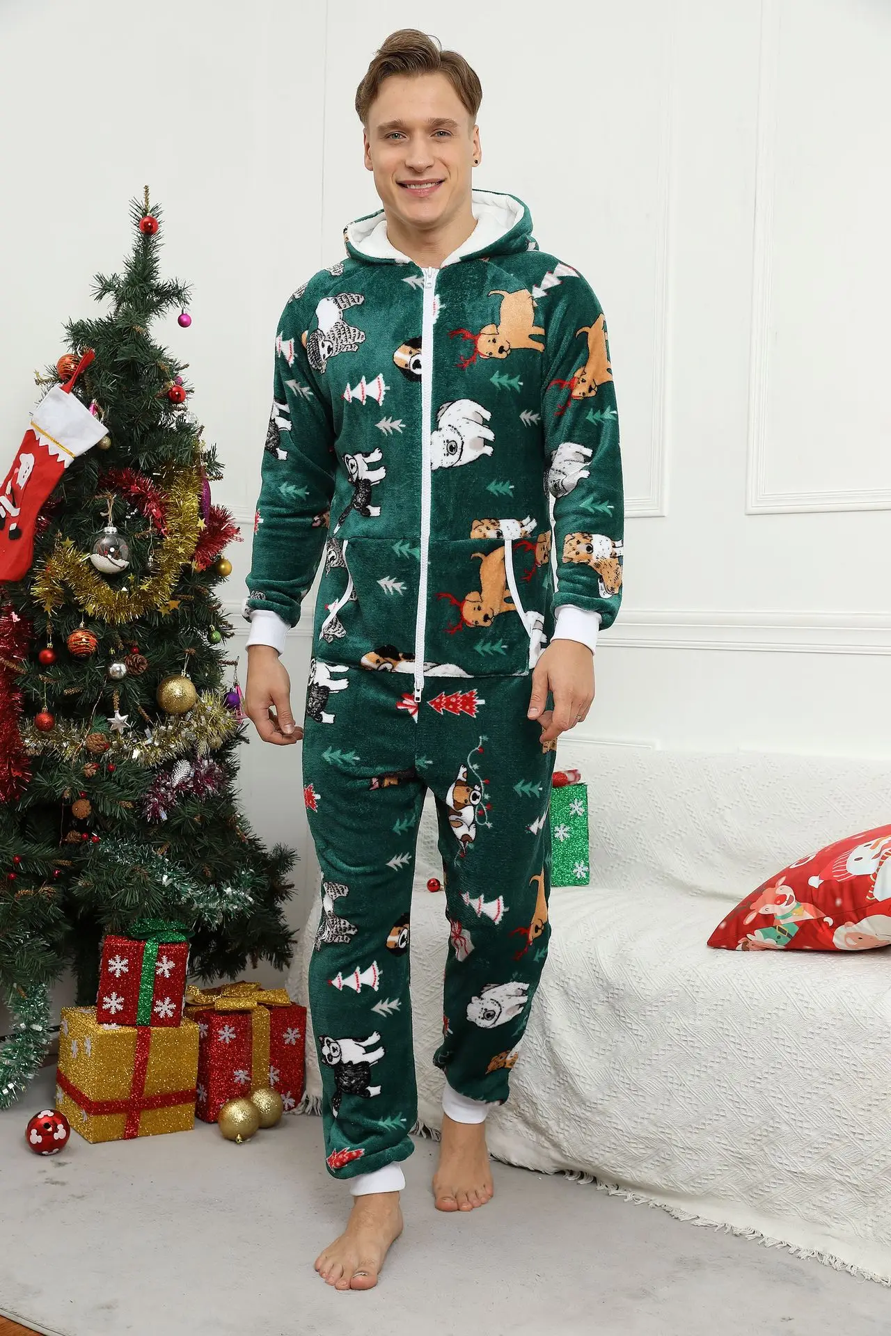 Зимняя Рождественская Фланелевая Пижама-комбинезон, Мужская теплая мягкая одежда для сна, комбинезон с длинным рукавом от AliExpress RU&CIS NEW