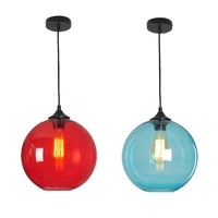 nordic muticolor glass round ball hanging lamp retro industrial wind e27 pendant lights fixtures for kitchen restaurant bar cafe