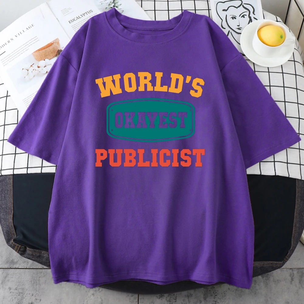 

World's Okayest Publicist Print Woman T Shirt Summer Kawaii T-shirts High Quality Japan T-shirt Fashion Vintage T Shirts Woman