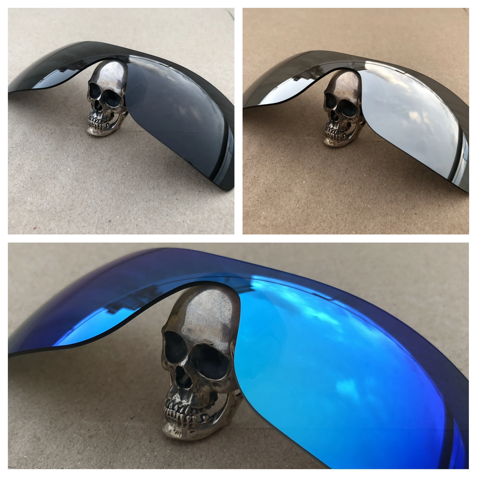 

Firtox True Polarized Enhanced Replacement Lenses for-Oakley Batwolf OO9101 Sunglass (Lens Only) - Black+Sliver+Blue
