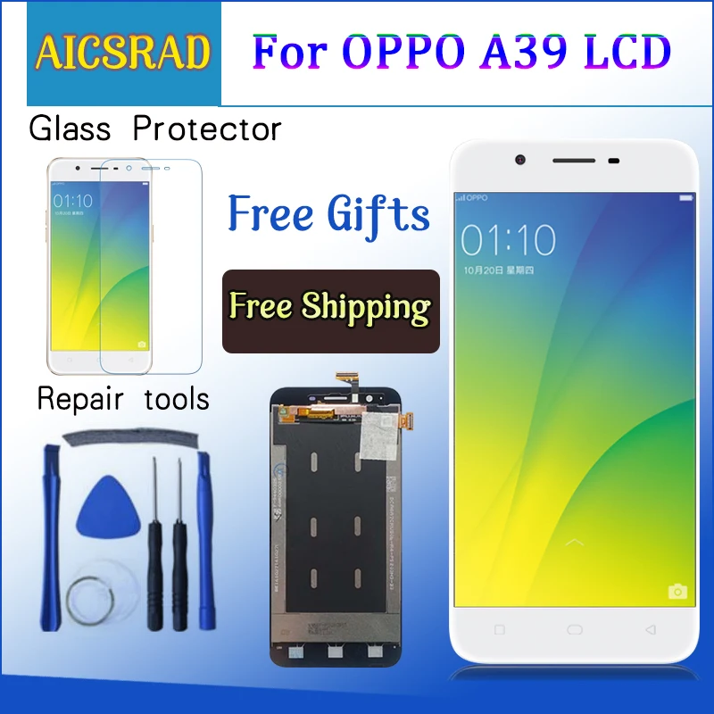 Для OPPO A39 ЖК-дисплей с кодирующий преобразователь сенсорного экрана в сборе запасные части Бесплатная доставка