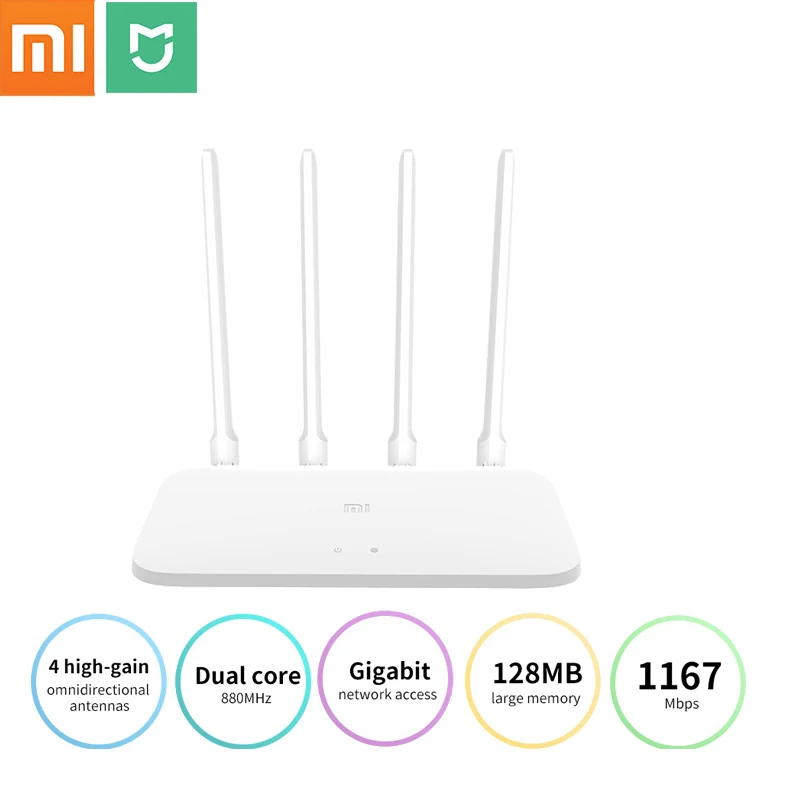 

Xiaomi Mi Router 4A Gigabit Edition 100M 1000M 2.4GHz 5GHz WiFi ROM 16MB DDR3 64MB 128MB High Gain 4 Antennas Remote APP Control