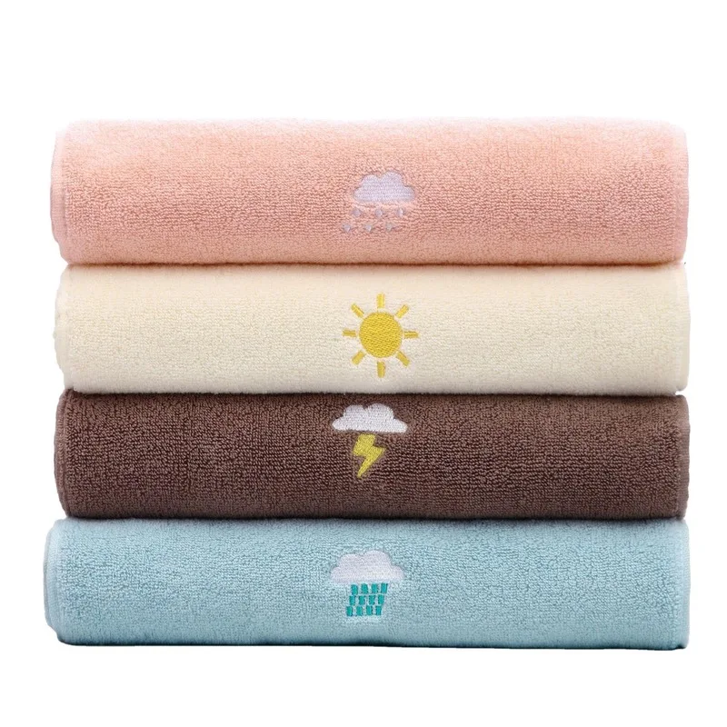 

Ins Towel Cotton Absorbent Couple Face Towel Girl Small Fresh Embroidery Weather Pattern Rectangle 100% Cotton Hot Selling