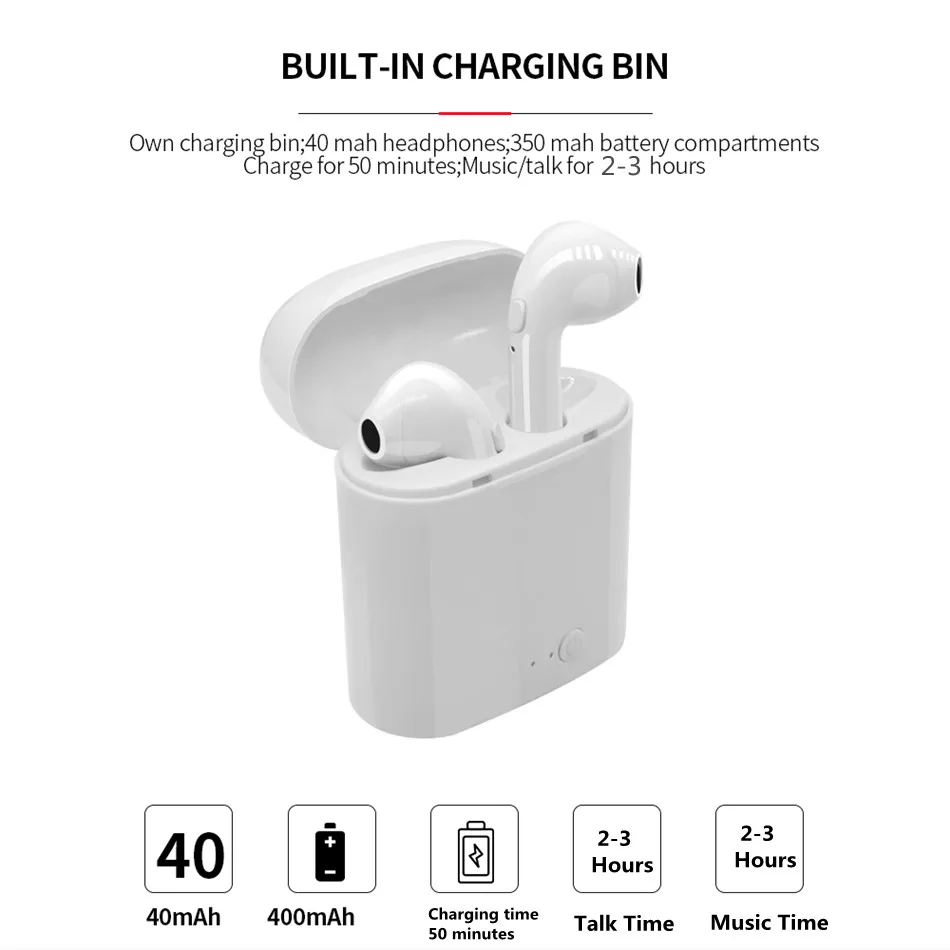 I7 i7s Tws Bluetooth наушники мини беспроводные наушники спортивные наушники гарнитура с зарядной коробкой для iPhone Xiaomi телефон