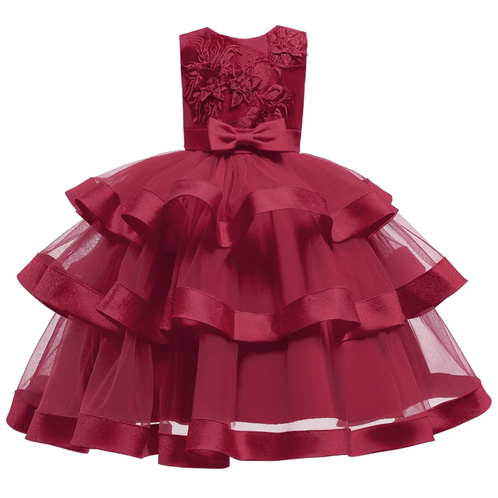 2018 Kids Elegant Pearl Cake Princess Dress Girls Dresses For Wedding Evening Party Embroidery Flower Girl Clothes | Детская одежда и