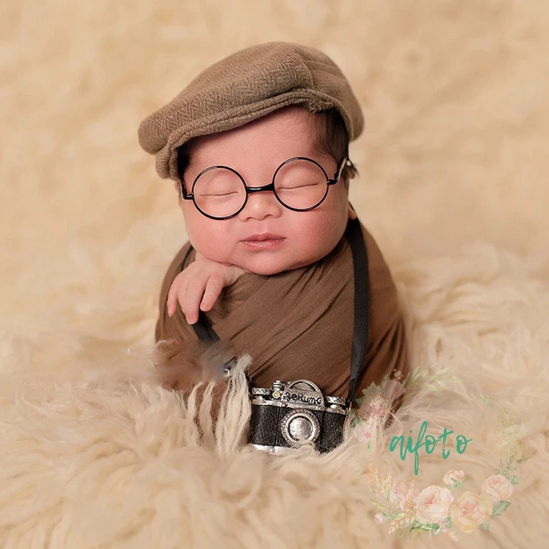 Новорожденный Фотография ребенок DIY реквизит создание джентльмен камера bebe костюм мальчик младенческой мини очки для кукол студия аксессуары
