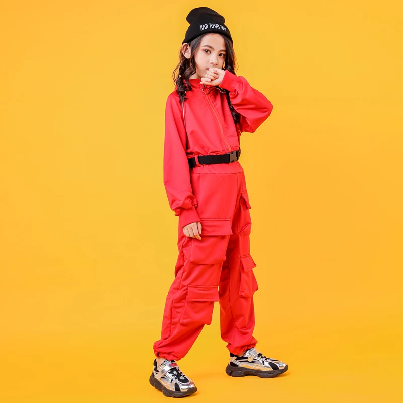 Детская одежда в стиле хип хоп Одежда для девочек красное пальто укороченные