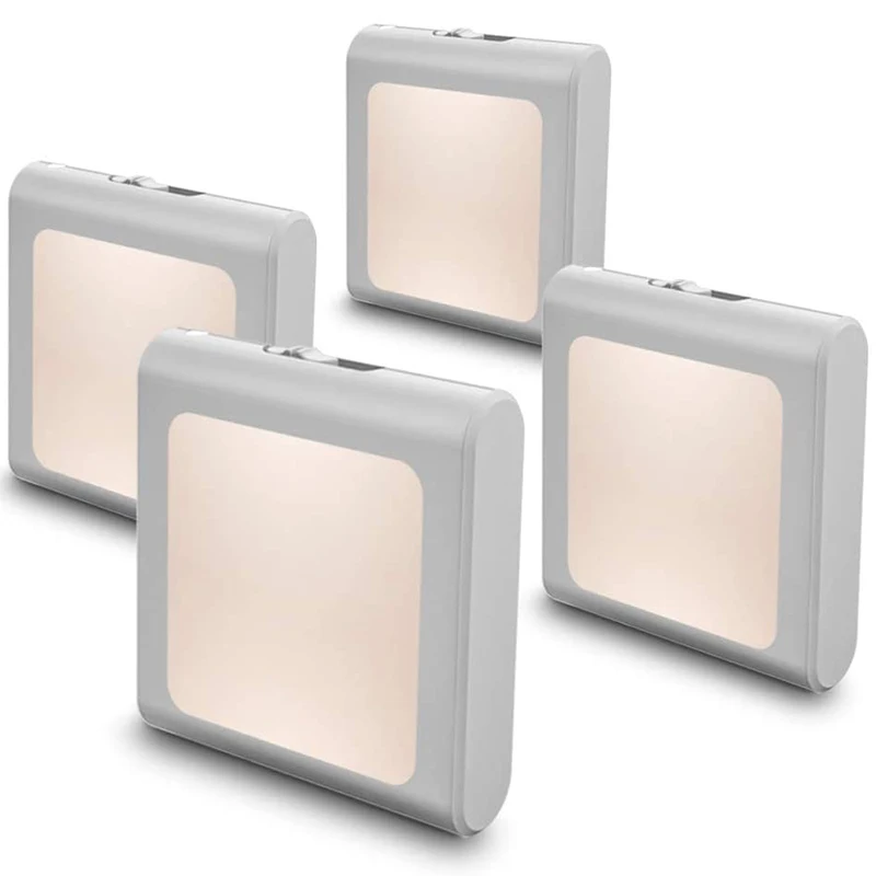 

Plug in Dimmable Led Night Light with Auto Dusk to Dawn Sensor, Soft Warm White Nightlights for Hallway, 4 Pack US Plug