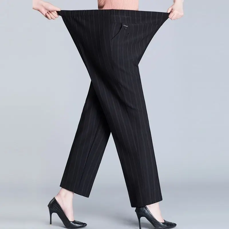 

Women 2022 Winter Velvet Warm Pants Female Extra Size Thick Pants Casual Middle-aged Ladies Loose Straight Trousers B13