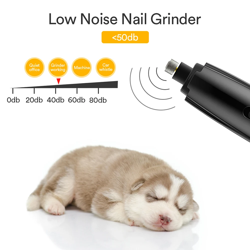 

Smoothing Electric Pet Nail Grinder Trimmer Adjustable Low Noise Claw Care Paws Grooming Cat Dog Home USB Rechargeable Portable