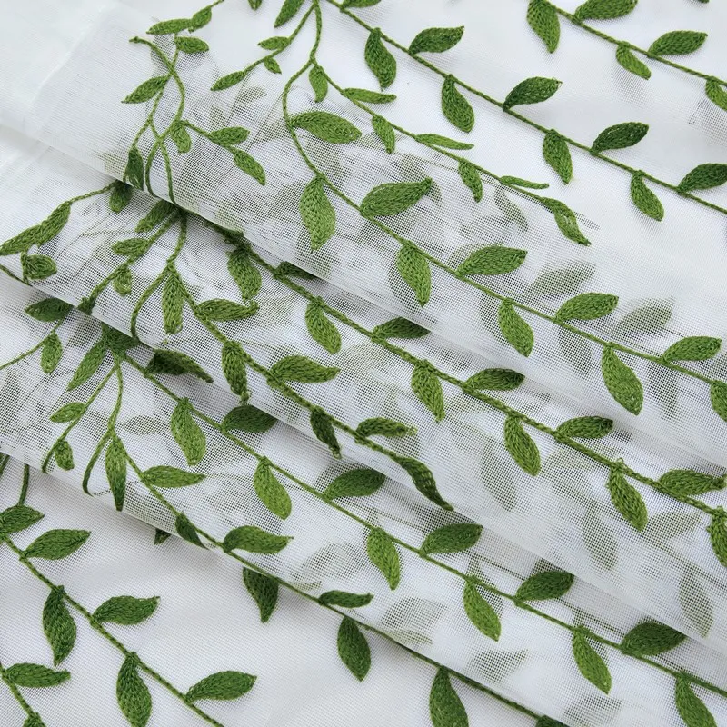 Прозрачная занавеска зеленая ивовая елка вышитая гостиная Тюль модная вуаль