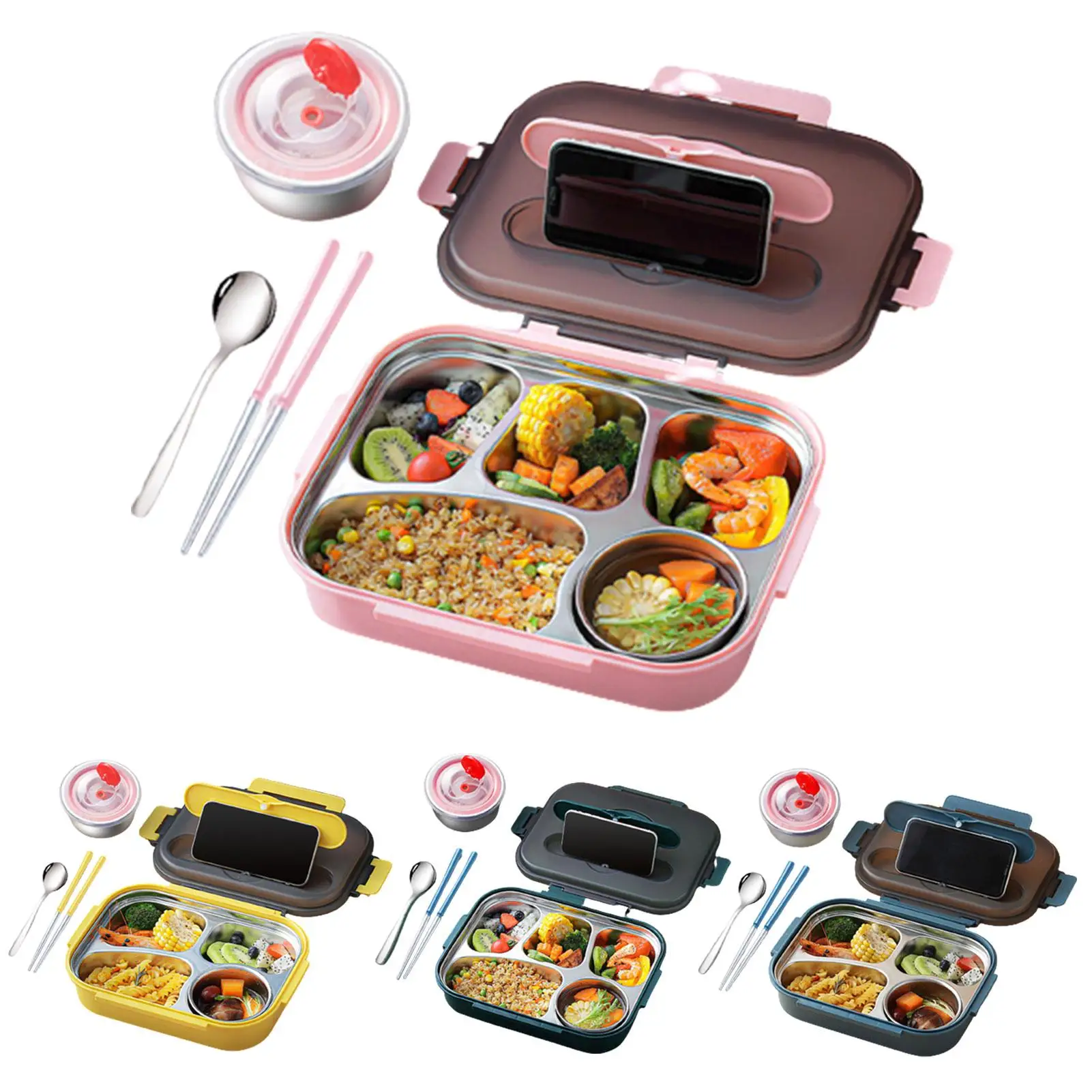 

Portable Large 4 Compartments 304 Stainless Steel Office School Food Storage Bento Insulated Lunch Box
