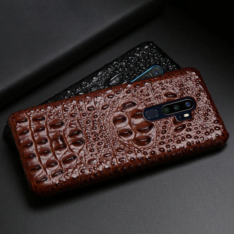 genuine leather phone case for realme 3 5 6 x lite xt x2 x50 pro q cases natural cowhide crocodile head texture cover funda capa free global shipping