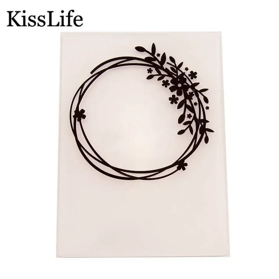 1 упаковка круглая рамка листья пластиковый шаблон папки для тиснения бумажных