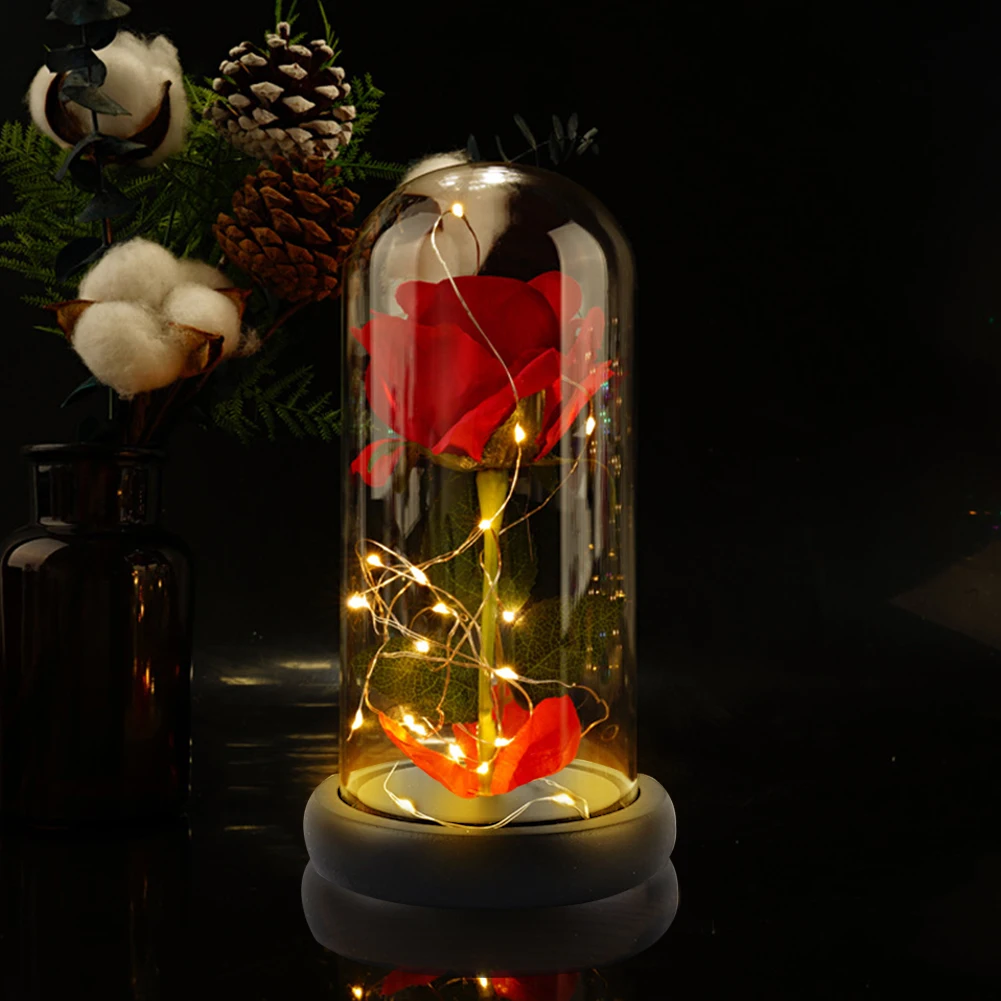 

Beauty And The Beast Rose Rose In LED Glass Dome Forever Rose Red Rose Valentine's Day Mother's Day Special Romantic Gift