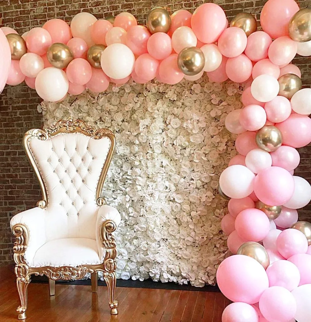 100 шт./компл. розового цвета белого золота шары арки гирлянды Baby Shower девичник День рождения фон хром балон отделка Globos