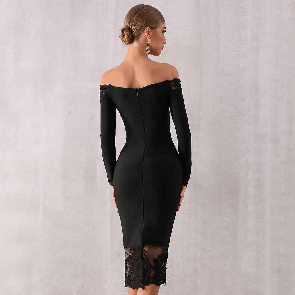 Seamyla, новинка, женское Бандажное платье, Vestidos, с вырезом лодочкой, кружевное, для знаменитостей, вечерние, сексуальное, винно-красное, черное, облегающее, Клубное платье