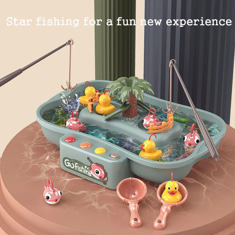 Детская музыкальная Магнитная рыболовная игрушка, электрическая циркуляционная рыболовная утка, платформа для воды, игровые Игрушки для д... от AliExpress WW