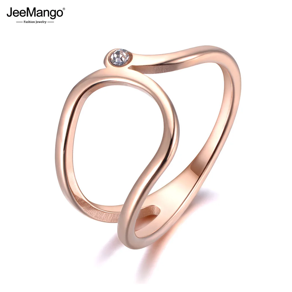 JeeMango простой дизайн CZ хрустальные юбилейные кольца ювелирные изделия для женщин