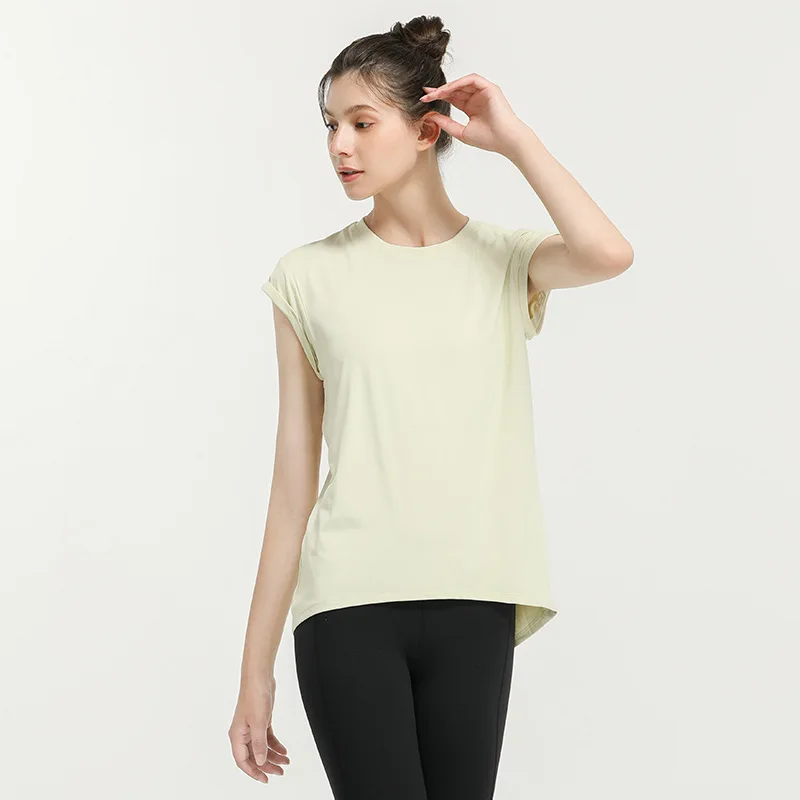 Летние свободные рубашки для йоги женские ажурные футболки с коротким рукавом