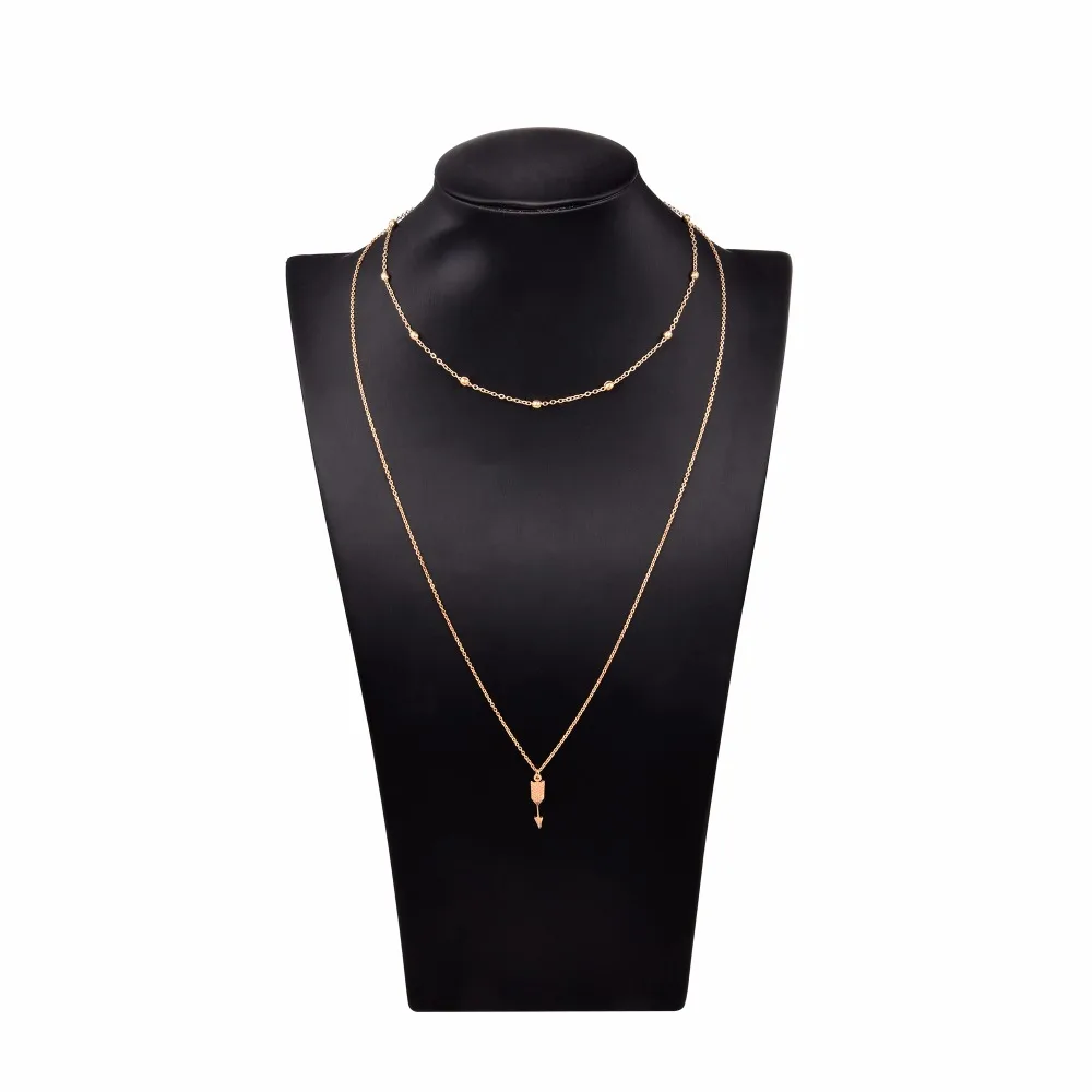 QIMING многослойное Женское Ожерелье Длинная цепочка металлические бусины стрелы