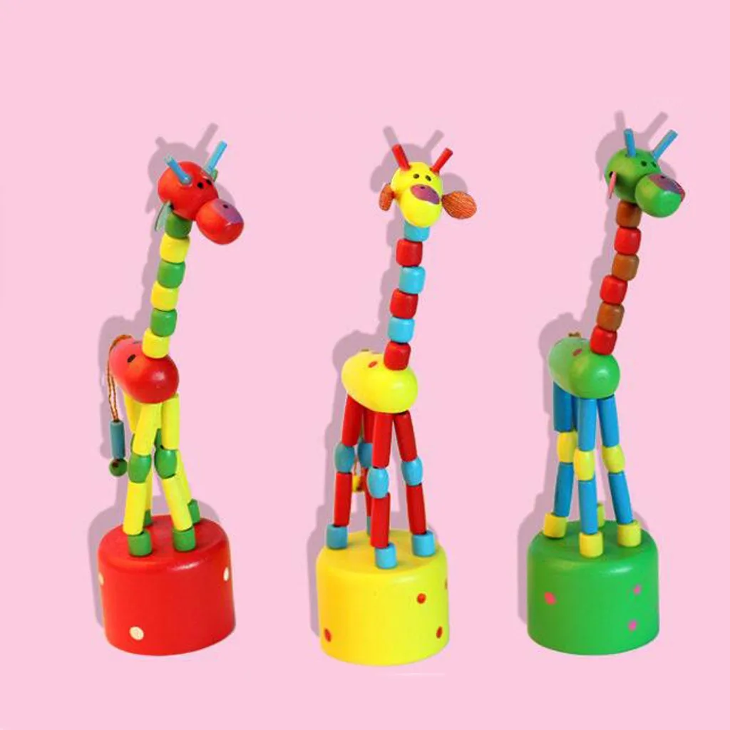 

2019 children's toys Eeducation toy Intelligence Dancing Stand Colorful Rocking Giraffe Wooden Toy Houten Blocks Kids Toys